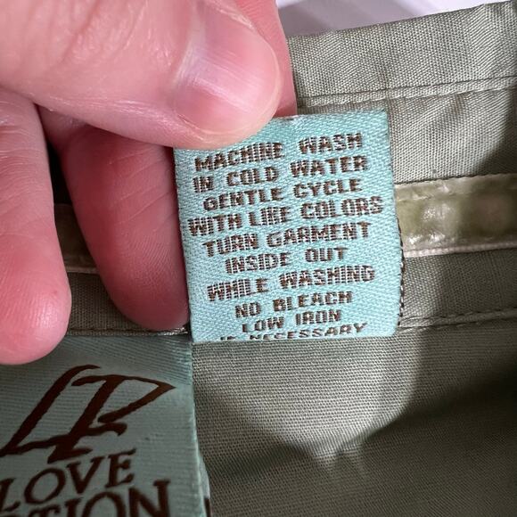 Love Potion Womens Blouse Button Down Shirt Short Puffed Sleeves Green Large - Picture 9 of 9